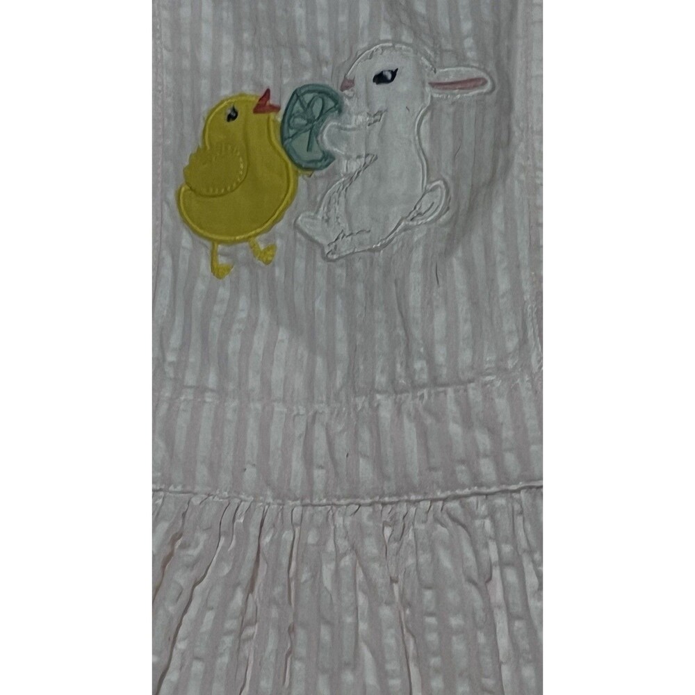 Mini Boden Applique Bunny Rabbit Jumper Pinafore Pinnie Dress Size 3-4 Easter - Picture 3 of 3